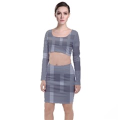 Gray Designs Transparency Square Long Sleeve Crop Top & Bodycon Skirt Set