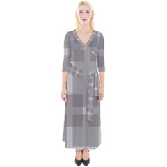 Gray Designs Transparency Square Quarter Sleeve Wrap Maxi Dress