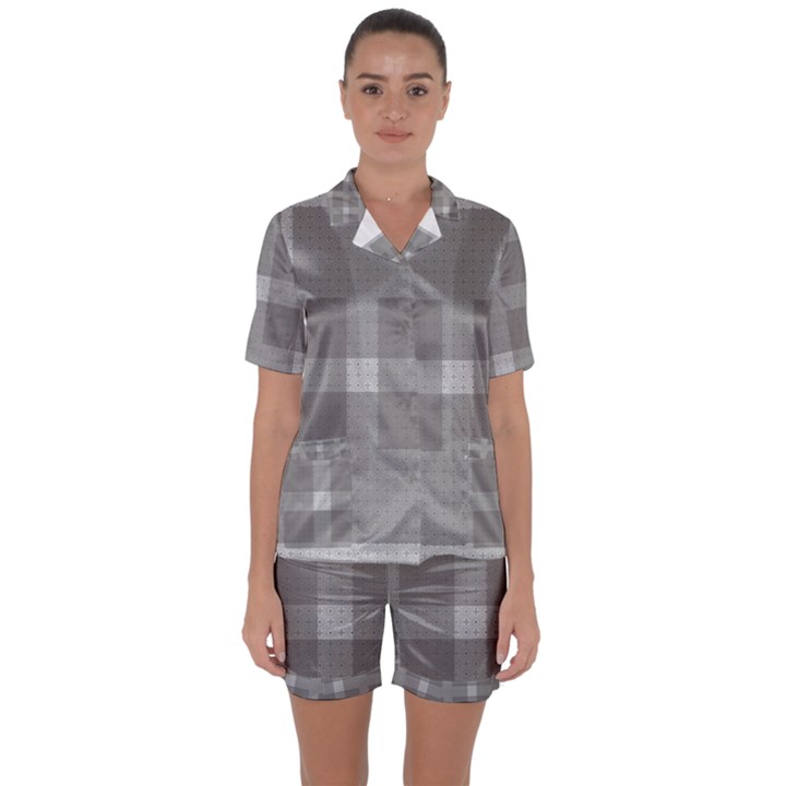 Gray Designs Transparency Square Satin Short Sleeve Pyjamas Set