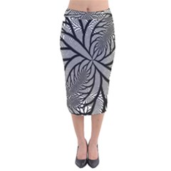 Fractal Symmetry Pattern Network Velvet Midi Pencil Skirt by Celenk