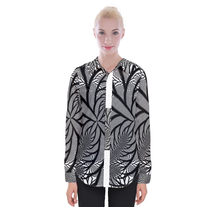 Fractal Symmetry Pattern Network Womens Long Sleeve Shirt