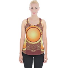 Badge Gilding Sun Red Oriental Piece Up Tank Top