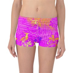 Spring Tropical Floral Palm Bird Reversible Boyleg Bikini Bottoms by Celenk