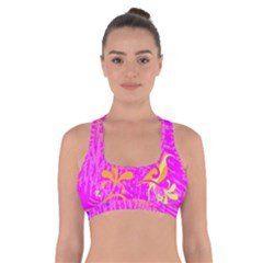 Spring Tropical Floral Palm Bird Cross Back Sports Bra by Celenk