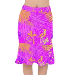 Spring Tropical Floral Palm Bird Mermaid Skirt by Celenk