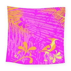 Spring Tropical Floral Palm Bird Square Tapestry (large) by Celenk