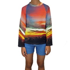 Sunset Mountain Indonesia Adventure Kids  Long Sleeve Swimwear by Celenk