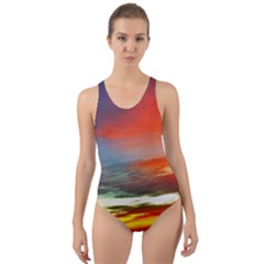 Sunset Mountain Indonesia Adventure Cut-out Back One Piece Swimsuit by Celenk