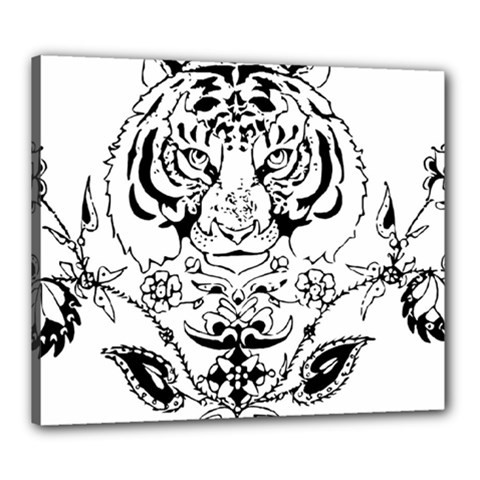 Tiger Animal Decoration Flower Canvas 24  X 20  by Celenk