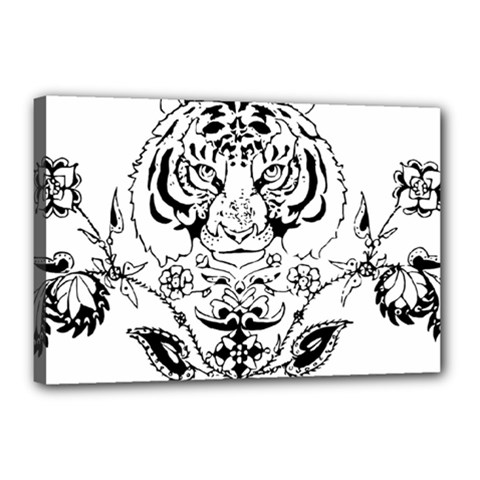 Tiger Animal Decoration Flower Canvas 18  X 12  by Celenk