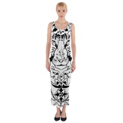 Tiger Animal Decoration Flower Fitted Maxi Dress