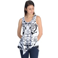 Tiger Animal Decoration Flower Sleeveless Tunic by Celenk