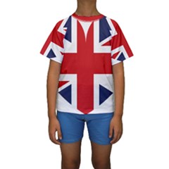 Uk Flag United Kingdom Kids  Short Sleeve Swimwear by Celenk