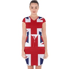 Uk Flag United Kingdom Capsleeve Drawstring Dress 