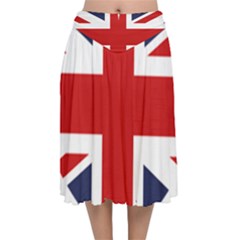 Uk Flag United Kingdom Velvet Flared Midi Skirt