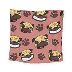 Happy Pugs Square Tapestry (small) by allthingseveryone