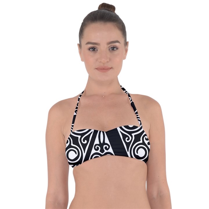 Alphabet Calligraphy Font A Letter Halter Bandeau Bikini Top