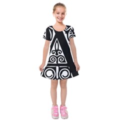 Alphabet Calligraphy Font A Letter Kids  Short Sleeve Velvet Dress by Celenk