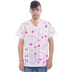 Arrows Girly Pink Cute Decorative Men s V-neck Scrub Top