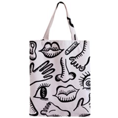 Anatomy Icons Shapes Ear Lips Zipper Classic Tote Bag by Celenk