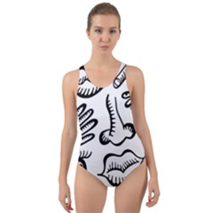 Anatomy Icons Shapes Ear Lips Cut-out Back One Piece Swimsuit