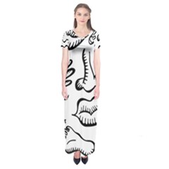 Anatomy Icons Shapes Ear Lips Short Sleeve Maxi Dress by Celenk