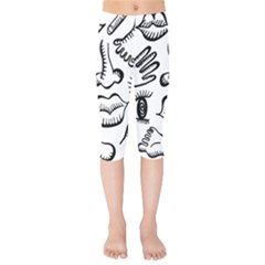 Anatomy Icons Shapes Ear Lips Kids  Capri Leggings  by Celenk