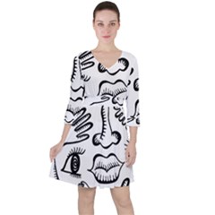 Anatomy Icons Shapes Ear Lips Ruffle Dress by Celenk