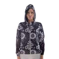 Floral Pattern Floral Background Hooded Wind Breaker (women) by Celenk