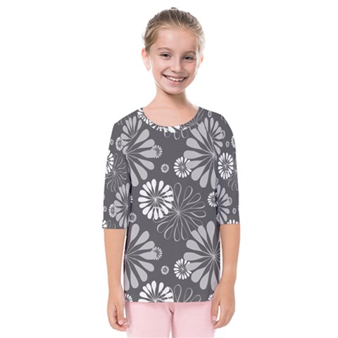 Floral Pattern Floral Background Kids  Quarter Sleeve Raglan Tee by Celenk