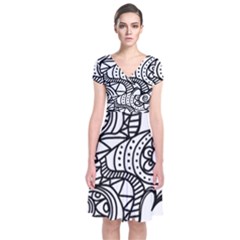 Seamless Tile Background Abstract Short Sleeve Front Wrap Dress by Celenk