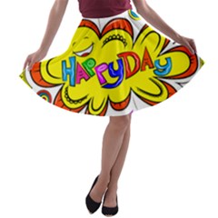 Happy Happiness Child Smile Joy A-line Skater Skirt by Celenk