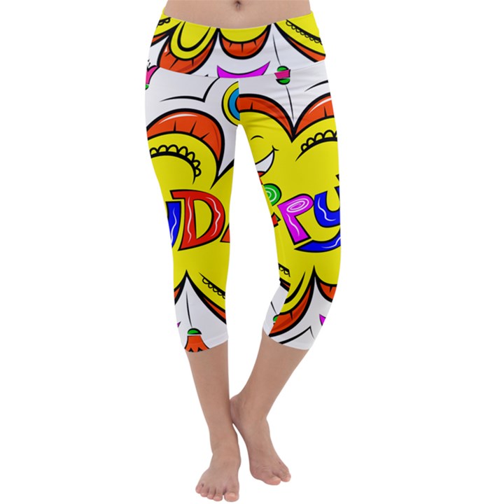 Happy Happiness Child Smile Joy Capri Yoga Leggings