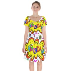 Happy Happiness Child Smile Joy Short Sleeve Bardot Dress by Celenk