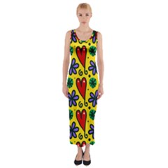 Seamless Tile Repeat Pattern Fitted Maxi Dress by Celenk