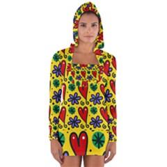 Seamless Tile Repeat Pattern Long Sleeve Hooded T-shirt by Celenk