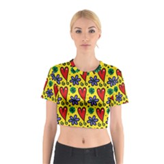 Seamless Tile Repeat Pattern Cotton Crop Top by Celenk