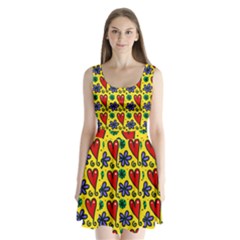 Seamless Tile Repeat Pattern Split Back Mini Dress  by Celenk