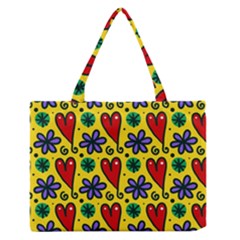 Seamless Tile Repeat Pattern Zipper Medium Tote Bag by Celenk