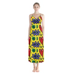 Seamless Tile Repeat Pattern Button Up Chiffon Maxi Dress by Celenk