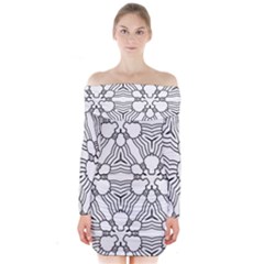 Pattern Design Pretty Cool Art Long Sleeve Off Shoulder Dress by Celenk