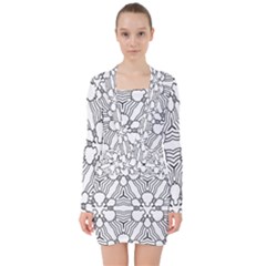 Pattern Design Pretty Cool Art V-neck Bodycon Long Sleeve Dress by Celenk