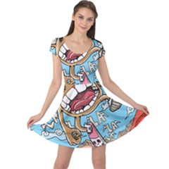 Illustration Characters Comics Draw Cap Sleeve Dress by Celenk