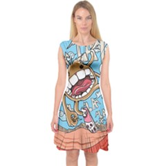 Illustration Characters Comics Draw Capsleeve Midi Dress