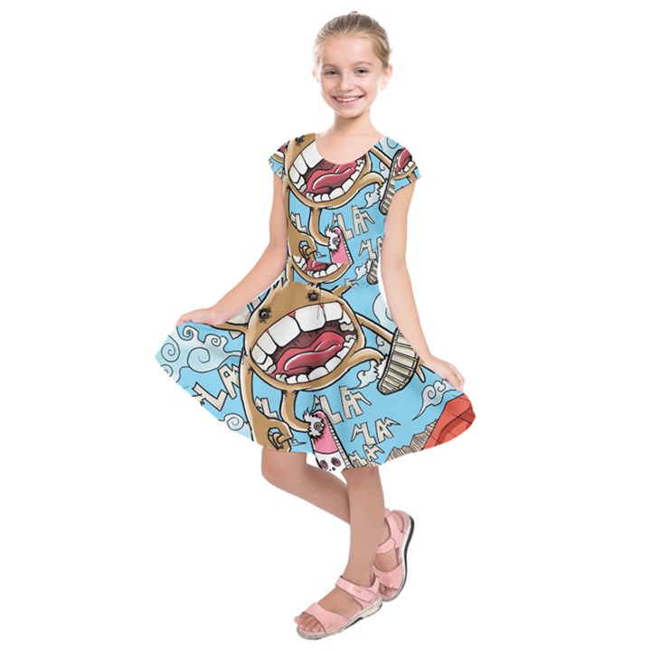 Illustration Characters Comics Draw Kids  Short Sleeve Dress