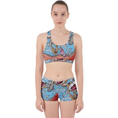 Illustration Characters Comics Draw Work It Out Sports Bra Set by Celenk