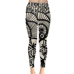 Background Abstract Beige Black Leggings  by Celenk