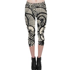 Background Abstract Beige Black Capri Leggings  by Celenk