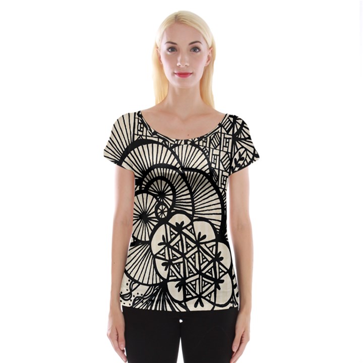 Background Abstract Beige Black Cap Sleeve Tops