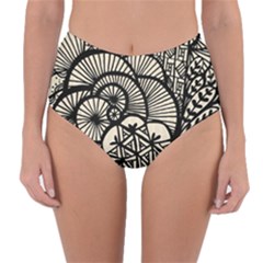 Background Abstract Beige Black Reversible High-waist Bikini Bottoms by Celenk